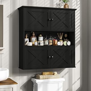 Vabches 4-Door Vintage Bathroom Wall Cabinet for Storage
