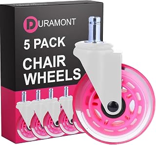 Office Chair Rolling Wheels - Set of 5, Rollerblade-Style, Quiet, Hardwood-Friendly