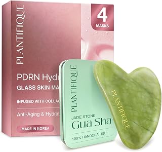 PLANTIFIQUE Jade Gua Sha Tool with Collagen Mask