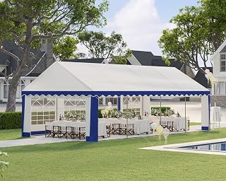 AMERLIFE 13x26 FT Heavy-Duty Tent with Blue & White Sidewalls