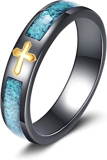 Turquoise Cross Ring in Sterling Silver for Men & Women's Jewelry Gift