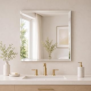 FAB Glass and Mirror 24x24" Shatterproof Beveled Edge Vanity Mirror