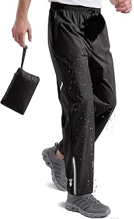 Men's Compact, Windproof Waterproof Rain Pants (Black, 3X-Large)