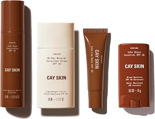 Cay Skin SPF Face Set – Moisturizer, Lip Balm, Sunscreen & Travel Stick, Reef-Safe for All Skin Types
