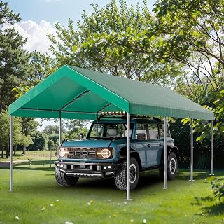 Walsunny 10x20FT Heavy Duty Garage Canopy for SUVs & Trucks