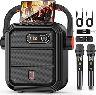 JYX Karaoke System with 2 Wireless Mics, Bluetooth PA, Subwoofer, for Parties & Meetings
