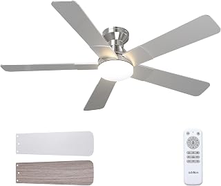 Addlon 52" Nickel Ceiling Fan with Light & Remote Control