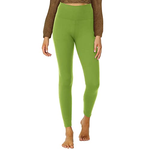 OBFUN Leggings for Women High Waisted Soft Leggings Tummy Control Pants No See Through for Yoga Gym Workout(Green,L-XL)