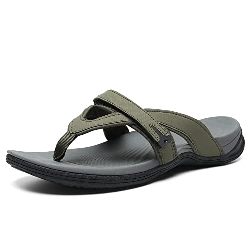 UTENAG Womens Orthotic Arch Support Flip Flops +Comfort Khaki 9