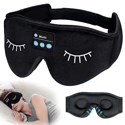 Sleep Headphones, Wireless Eye Mask for Sleeping, Light Blocking Weighted Eye Mask with Adjustable Strap, Sleep Mask with Headphones for Side Sleepers Insomnia Travel Nap Yoga Gifts for Women Men