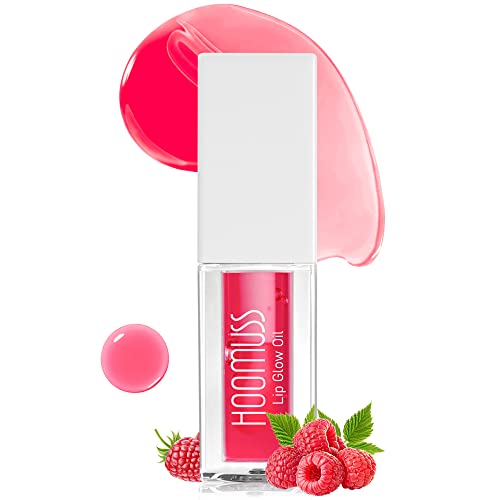 Lip Oil Hydrating Lip Glow Oil, Treansparent Toot Plumpimg Lip Oil Tinted Lip Balm Long Lasting Non Sticky Big Brush Lip Gloss (Raspberry)