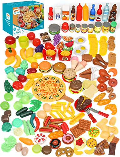 Shimfun Play Food, 220Pc Play Food Sets for Kids Kitchen - Toy Food Assortment, Fake Food for Early Learning & Pretend Play, Toy Kitchen Playset & Play Kitchen Accessories for Toddlers Cooking Fun
