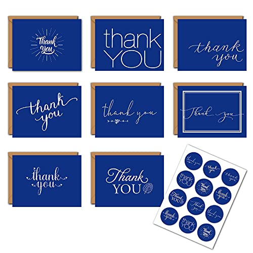 Lannso Thank You Cards with Kraft Envelopes and Matching Stickers, 16pcs, 4x6 Inch Cards Perfect for Business, Graduation, Baby Shower & Wedding (QS0046)